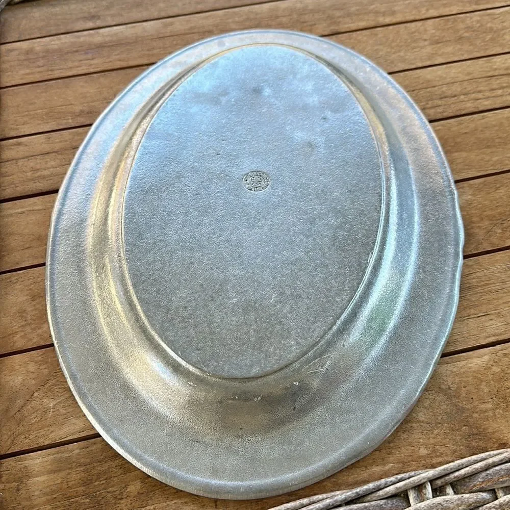 The Wilton Co Oval Pewter Grapevine Embossed Serving Tray